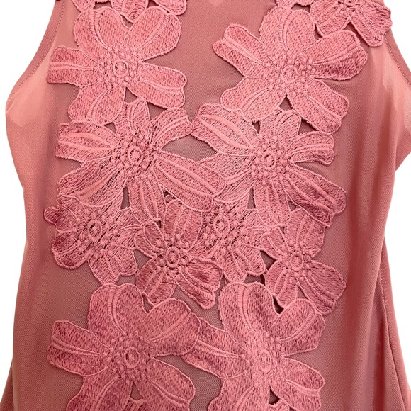Haute Monde Floral Sheer Bodysuit Embroidered Applique Mauve Blush Festival - Picture 3 of 6